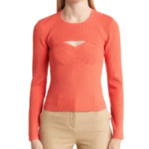 🎉HOST PICK🎉 Derek Lam 10 Crosby Nessa Chest Cutout Sweater Large Coral